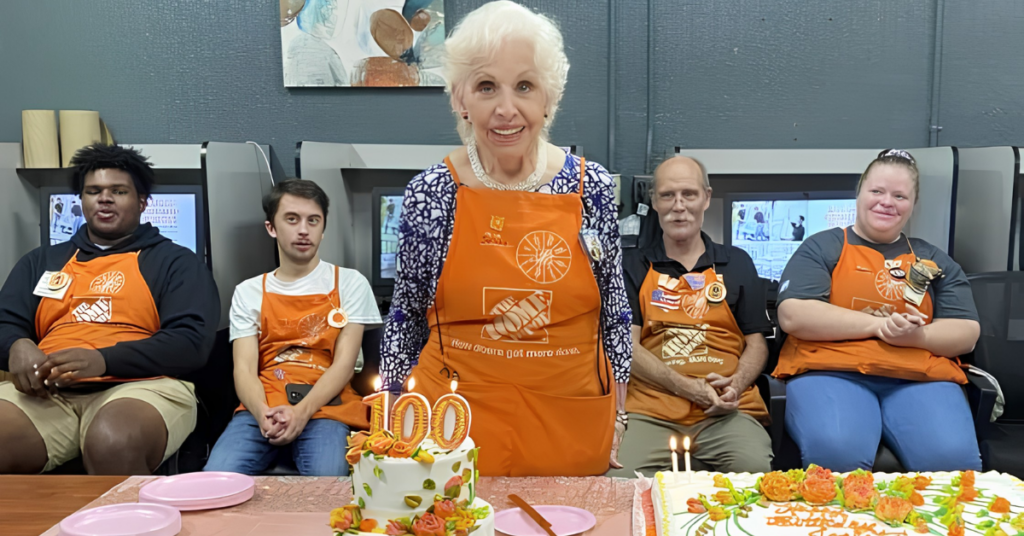 JoCleta Wilson, de 101 anos, durante rotina de trabalho como caixa nos Estados Unidos.