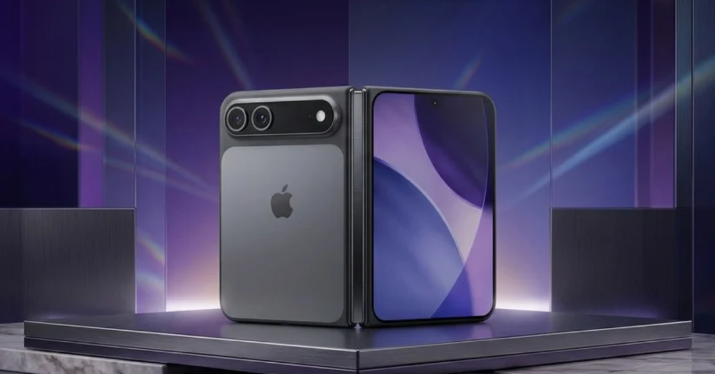 iPhone dobrável apresentado pela Apple durante evento de lançamento em setembro de 2026.