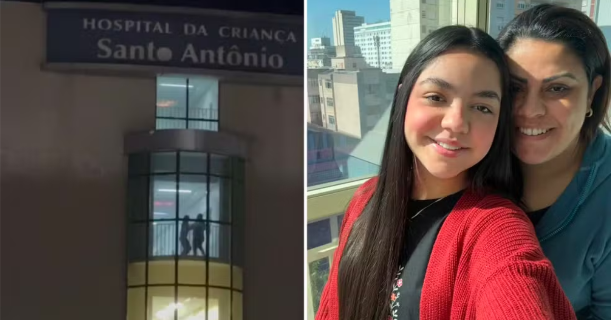 Adolescente dança com a mãe durante internação em hospital de Porto Alegre.