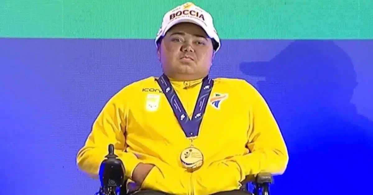 José Antônio Santos durante competição de bocha paralímpica