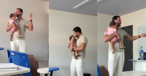 Professor que cuidou de bebê em sala já tinha adaptado aula para aluna com gravidez de risco