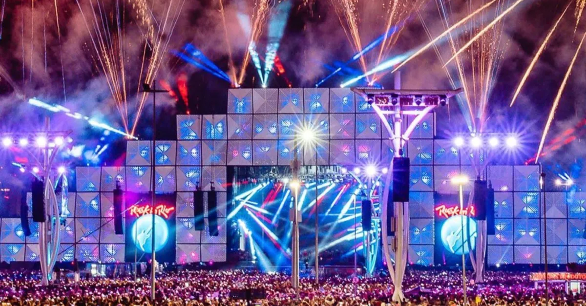 Público acompanha apresentação no Rock in Rio, no Rio de Janeiro.