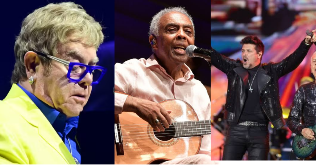 Elton John se apresenta no palco do Rock in Rio 2026.
