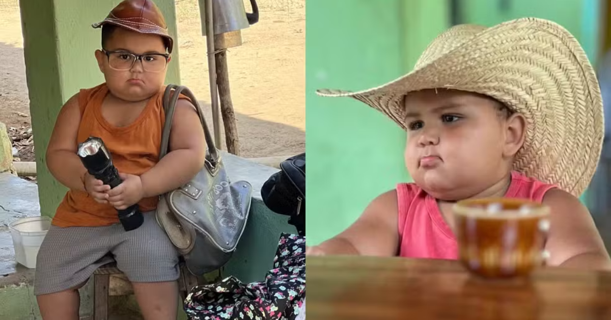 Menino de 2 anos conhecido como “Seu Chico” aparece de chapéu e expressão séria no Ceará.